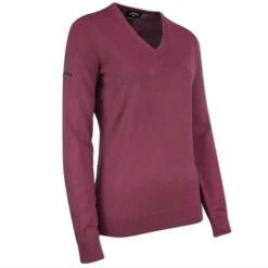 Callaway Ladies V Neck Merino Sweater Magenta Purple (540)