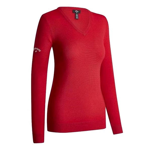 Callaway Ladies V-Neck Merino Sweater Tango Red (600)