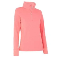 Callaway Ladies Space Dye Heather Aquapel Thermal Pullover Coral Paradise Heather (695)