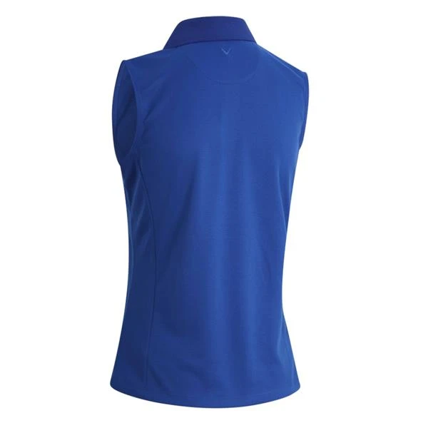 Callaway Ladies Solid Knit Sleeveless Polo Shirt Blue (434) - Image 2
