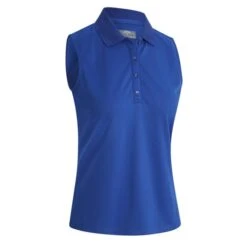 Callaway Ladies Solid Knit Sleeveless Polo Shirt Blue (434)