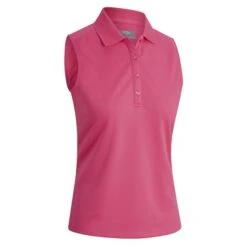 Callaway Ladies Solid Knit Sleeveless Polo Shirt Raspberry Sorbet (663)