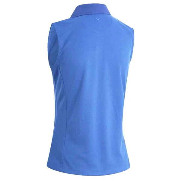 Callaway Ladies Solid Knit Sleeveless Polo Shirt Blue (970) - Image 2