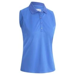 Callaway Ladies Solid Knit Sleeveless Polo Shirt Blue (970)