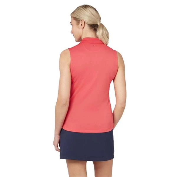 Callaway Ladies Solid Knit Sleeveless Polo Shirt Geranium (692) - Image 2