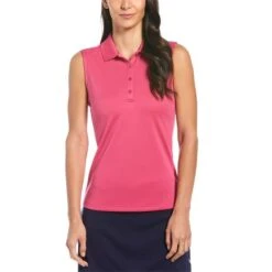 Callaway Ladies Solid Knit Sleeveless Polo Shirt Lilac Rose (693)