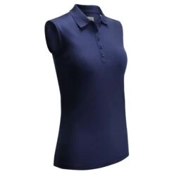 Callaway Ladies Solid Knit Sleeveless Polo Shirt Peacoat (410)