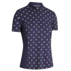 Callaway Ladies Chev Floral Print Polo Shirt Peacoat - White (965)