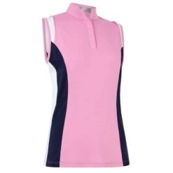 Callaway Ladies Colour Block Snap Polo Shirt Pink (676)