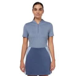 Callaway Ladies Sleeve Tonal Texture Heather Polo Blue Indigo Heather (490)