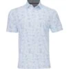 Callaway All-Over Outline Floral Print Shirt Polo Short Sleeve Golf Apparel