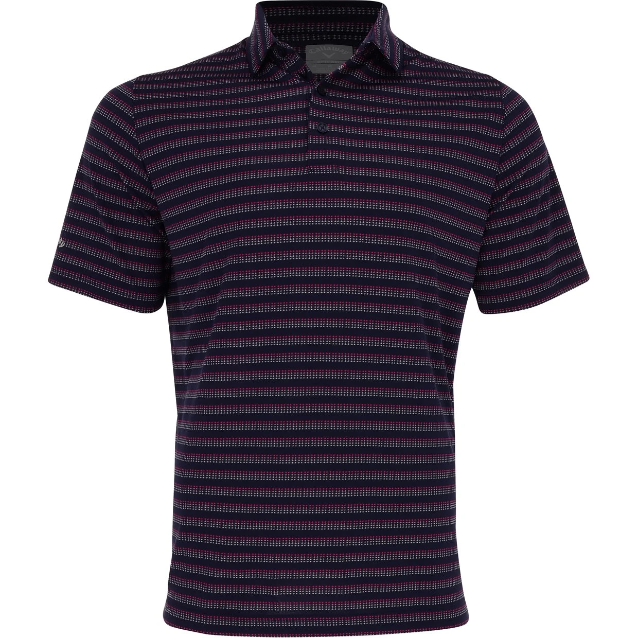 Callaway Yarn-Dyed Ventilated Jacquard Stripe Shirt Polo Short Sleeve Golf Apparel